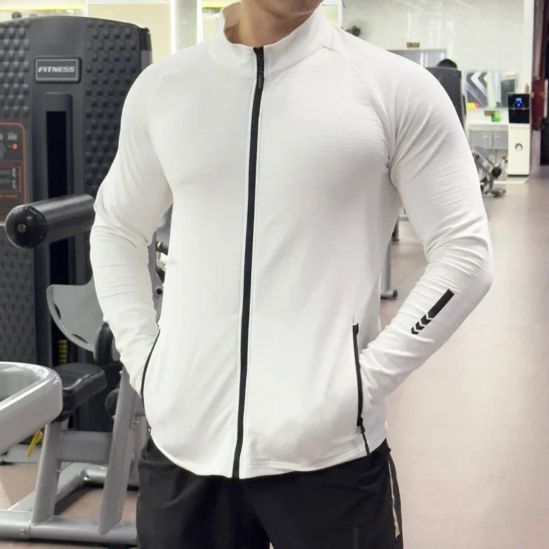 Outdoor Sport Jacket Men - เสื้อแจ็กเก็ตรัดรูปสำหรับออกกำลังกายของผู้ชายเสื้อออกกำลังกายแบบยืดหยุ่นสำหรับใส่ปั่นจักรยานกลางแจ้งเสื้อรัดรูประบายอากาศได้ดีแห้งพอดีตัว