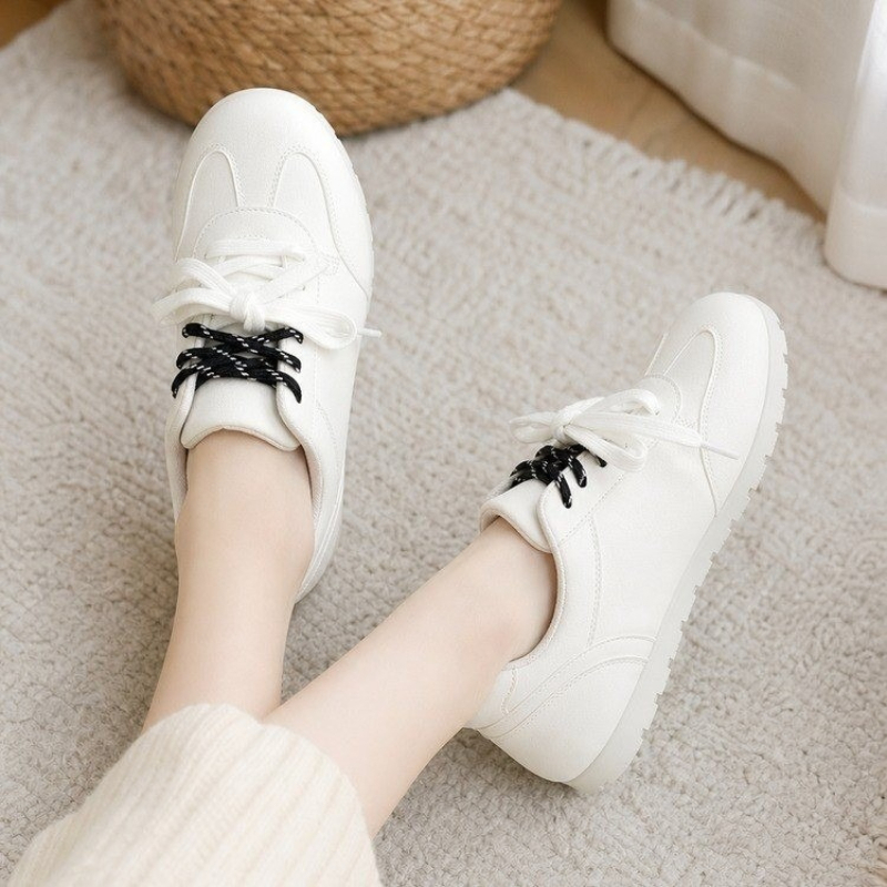 Outdoor Sports Shoes - รองเท้าผ้าใบวิ่งลำลองไซส์ใหญ่สำหรับผู้หญิง รองเท้ากีฬากลางแจ้งสีขาว แฟชั่น ระบายอากาศได้ดี รองเท้าเทรนเนอร์ออกกำลังกายรุ่นใหม่