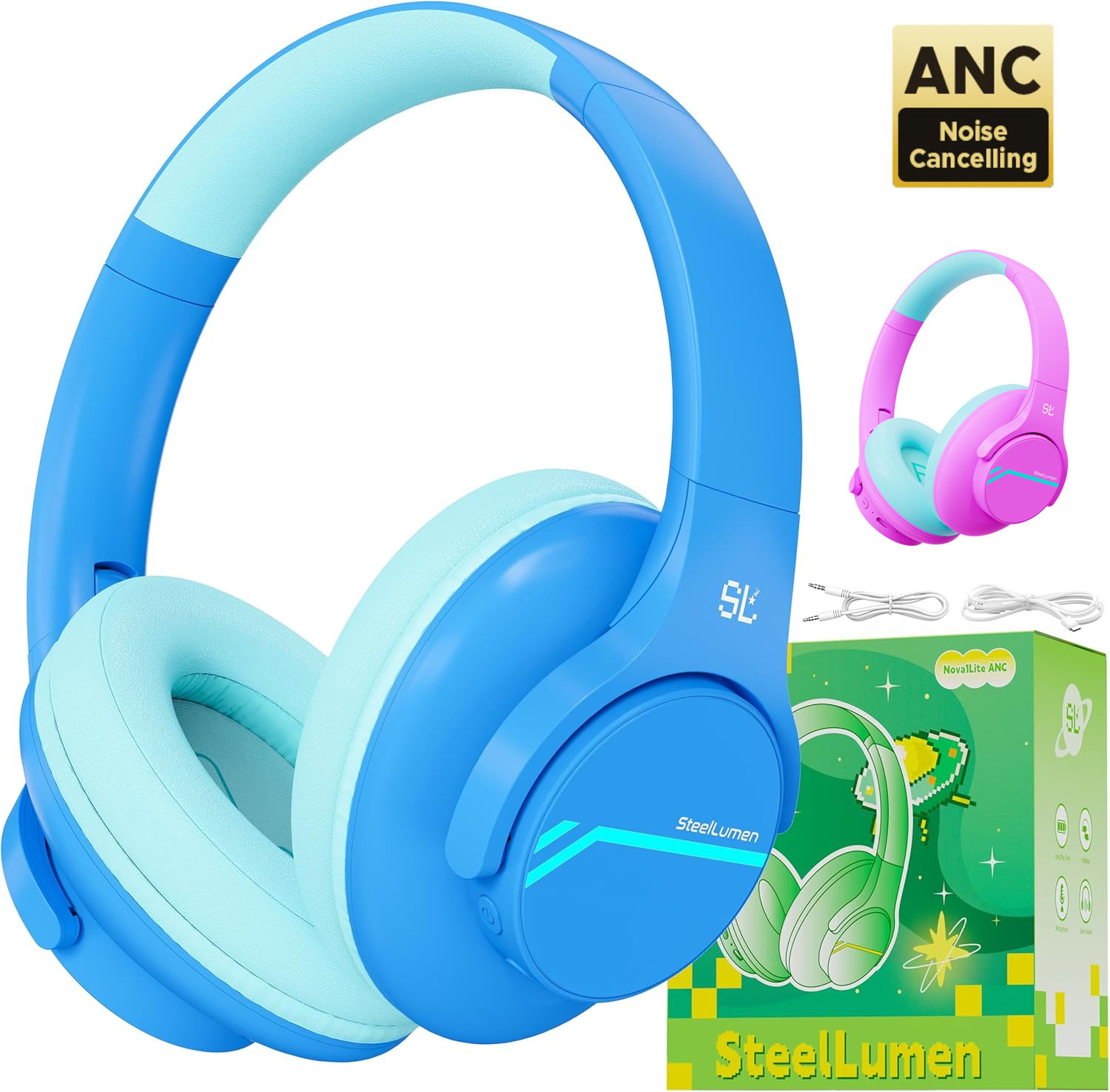 Outdoor Sport Activities For Kids - ANC หูฟังตัดเสียงรบกวนสําหรับเด็กหูฟังไร้สายบลูทูธ Safe Volume Limited ชุดหูฟังพร้อมไมโครโฟนสําหรับเดินทางโรงเรียน