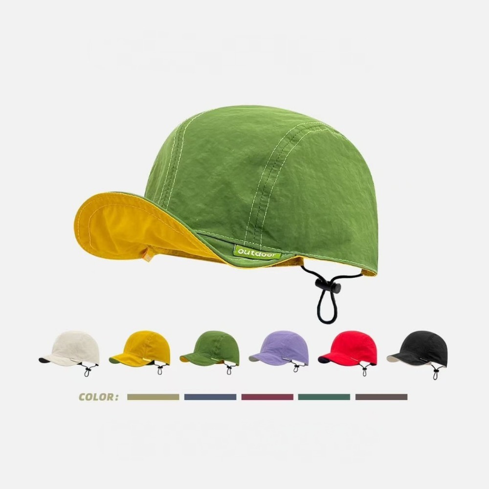 Outdoor Sport Hat Classic - หมวกแก๊ปปีกสั้นปักลายตัวอักษรแฟชั่นยูนิเซ็กซ์ - หมวกเบสบอลไนลอนสีดำเรียบคลาสสิก สำหรับผู้ชาย ผู้หญิง กิจกรรมกลางแจ้ง