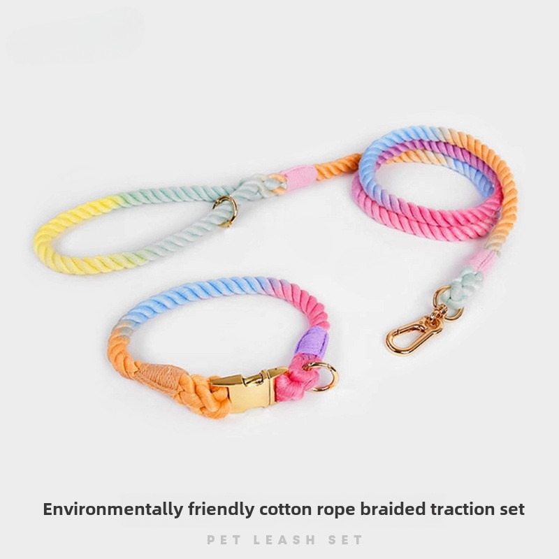 Headcollar Rope Set - Loudik ขายส่งเชือกฝ้ายทอมือสีชุดปลอกคอสัตว์เลี้ยงสายจูงสุนัขขนาดกลางและขนาดใหญ่อุปกรณ์สัตว์เลี้ยงสุนัขลูกสุนัขอุปกรณ์เสริม