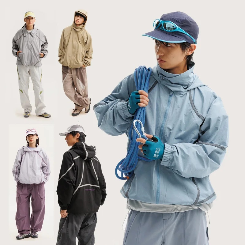Outdoor Sport Jacket Men - เสื้อแจ็คเก็ตน้ำหนักเบาสำหรับผู้ชายและผู้หญิง เหมาะสำหรับกิจกรรมกลางแจ้ง เดินป่า กันลม กันน้ำ ทรงหลวม
